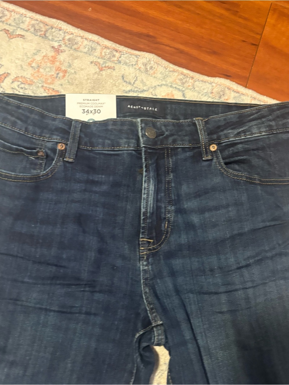 Aeropostale Men Straight Jeans in Dark Indigo Blue
